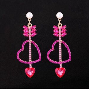EARRINGS! Betsey Johnson Pink Heart and Arrow Drop Earrings BNWT